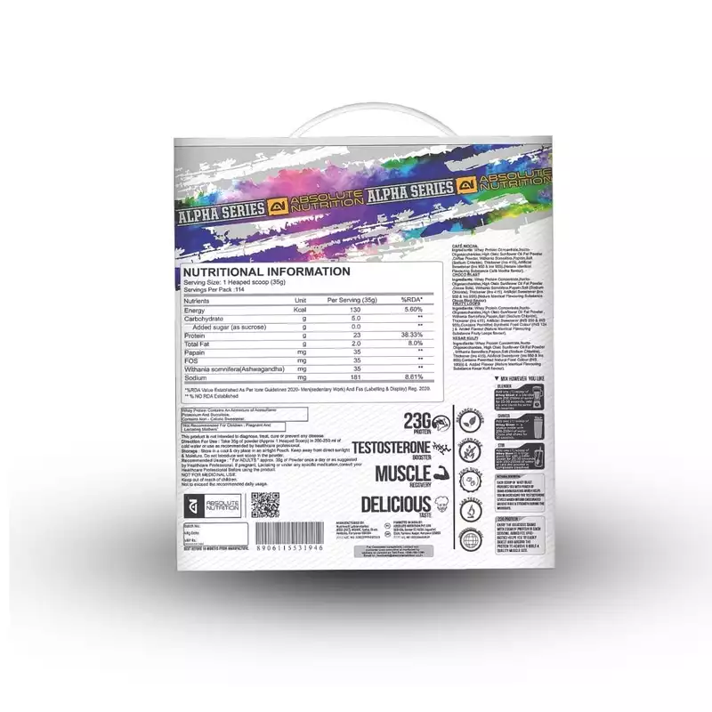 Absolute Nutrition’s Alpha Whey Blast Protein 4 KG (Combo Flavor)