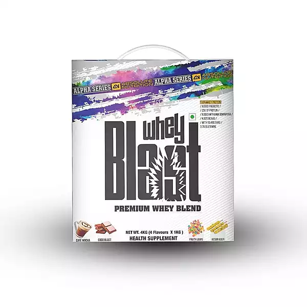 Absolute Nutrition’s Alpha Whey Blast Protein 4 KG (Combo Flavor)