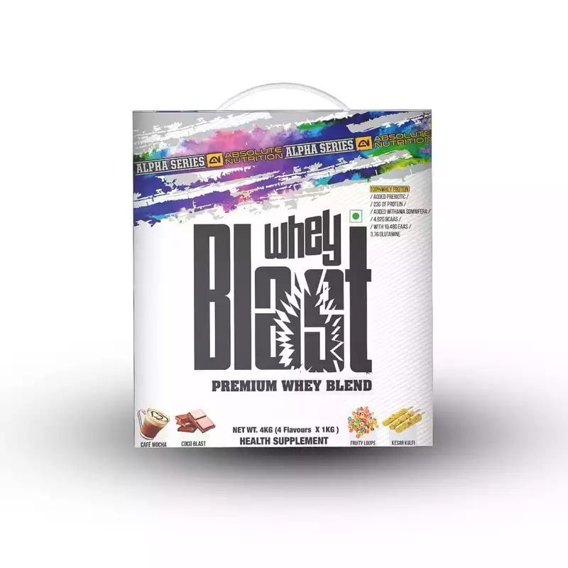 Absolute Nutrition’s Alpha Whey Blast Protein 4 KG (Combo Flavor)