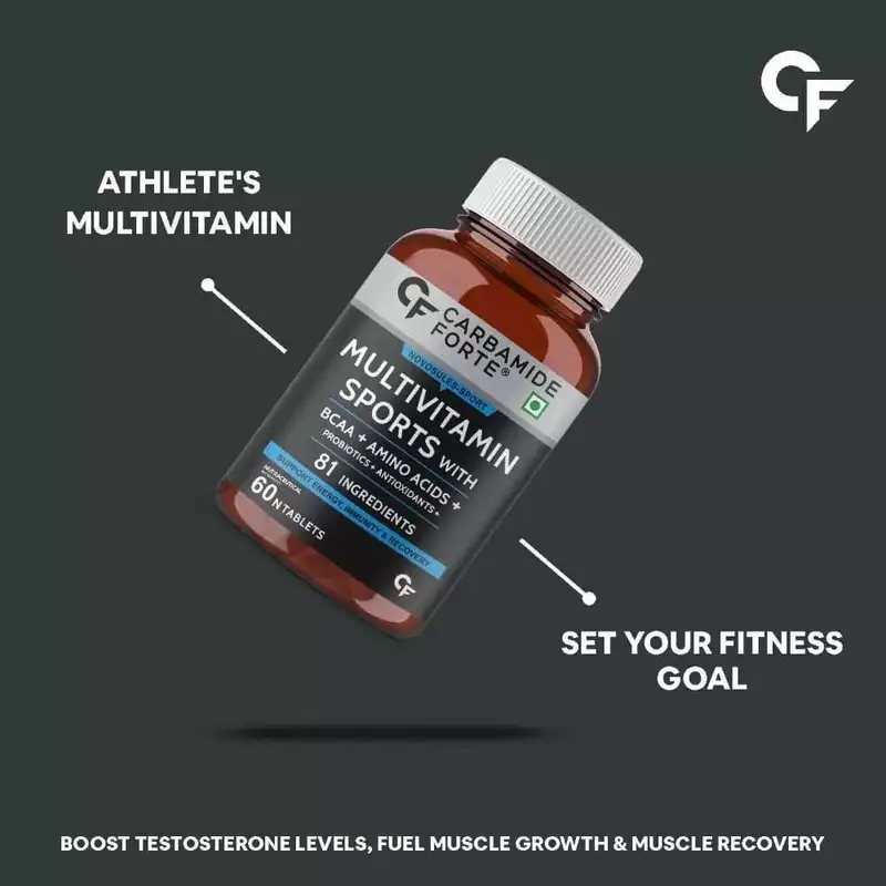 Carbamide Forte Multivitamin Sports Tablets for Men &amp; Women w/ BCAA, Amino Acids, Probiotics &amp; Antioxidants