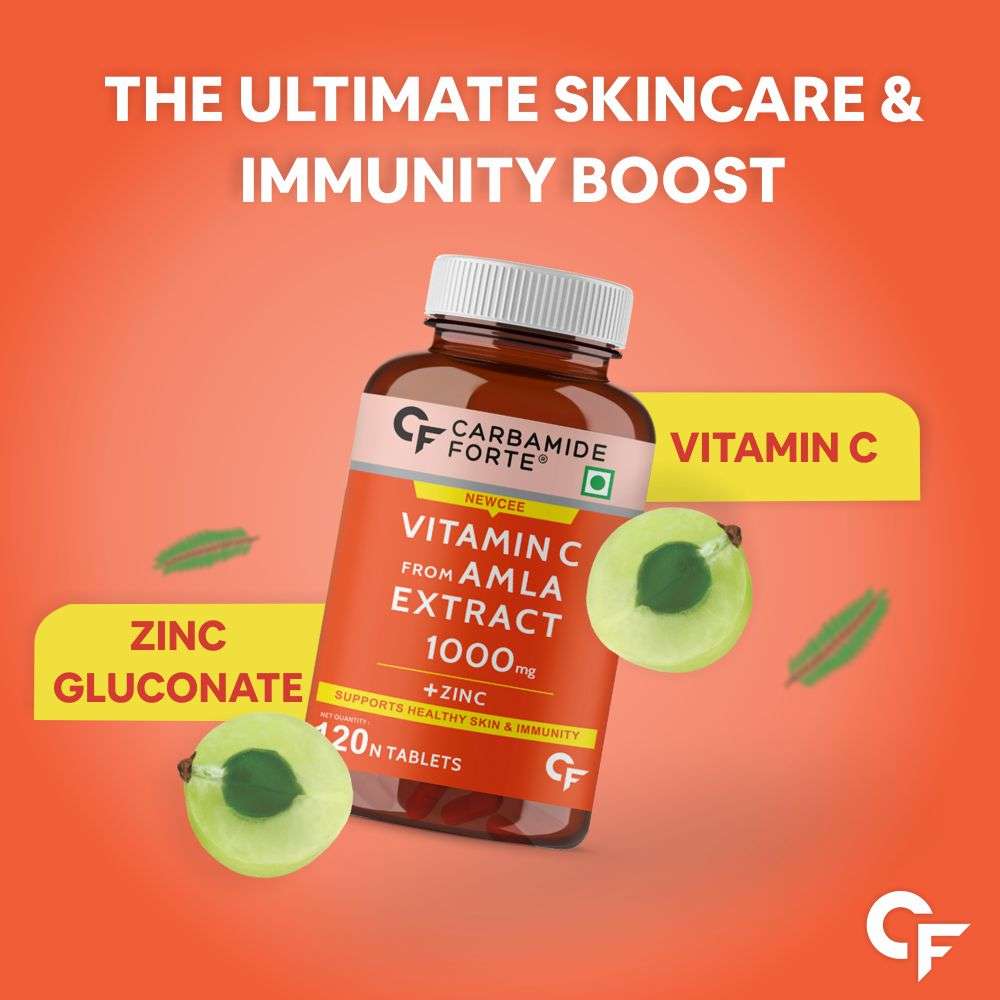 Carbamide Forte Natural Vitamin C 1000mg Amla Extract With Zinc For Immunity &amp; Skincare