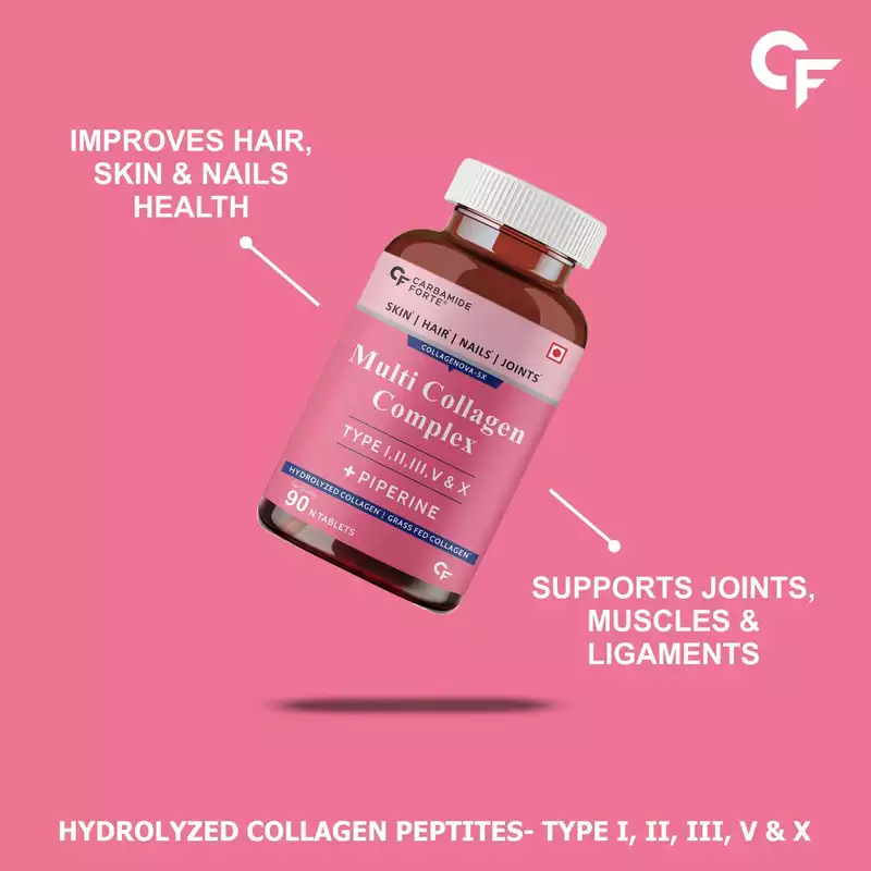Carbamide Forte Hydrolyzed Multi Collagen Peptide – All 5 Types of Collagen Including TYPE I, II, III, V &amp; X