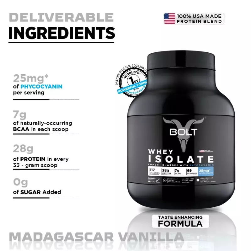 Bolt 100% Whey Isolate Super-Charged With Phycocyanin
