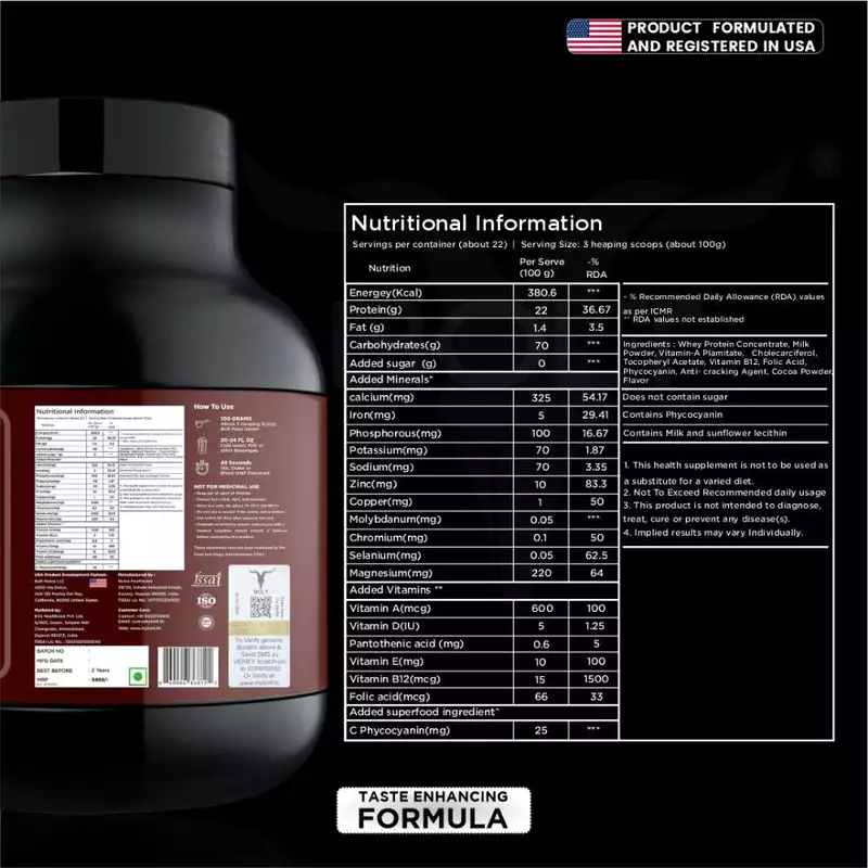Bolt Mass Gainer Super-Charged With Phycocyanin
