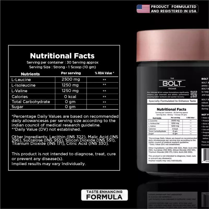 Bolt Ultimate BCAA 5000 Well-Founded 2:1:1 Leucine, Isoleucine & Valline