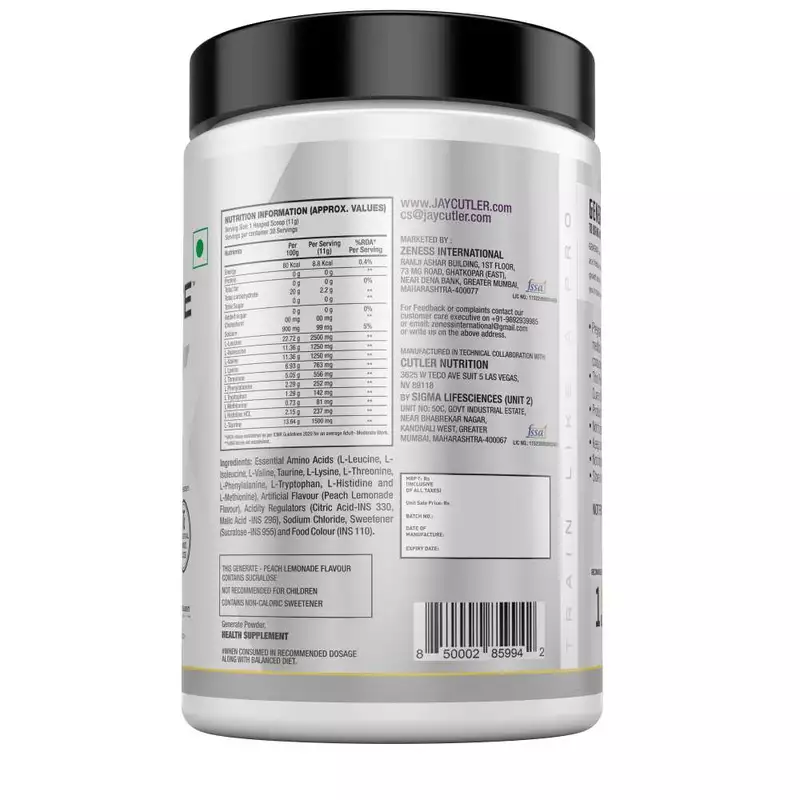 Cutler Nutrition Generate EAA and BCAA Powder