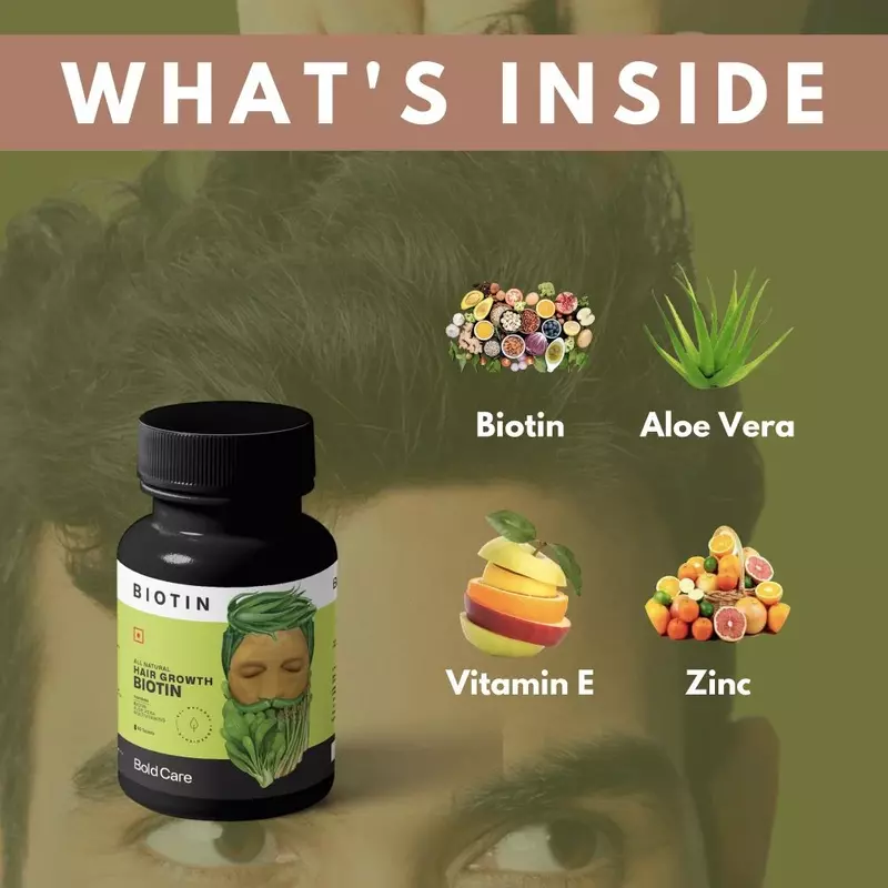 Bold Care Organic Biotin: Vitamins, Zinc &amp; Aloe Vera Extract Tablets for Hair Growth &amp; Strengthening