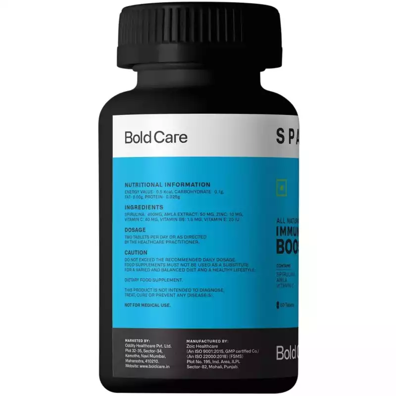 Bold Care Spark Spirulina, Amla, Vitamin C, B6, E &amp; Zinc – All Natural Immunity Booster