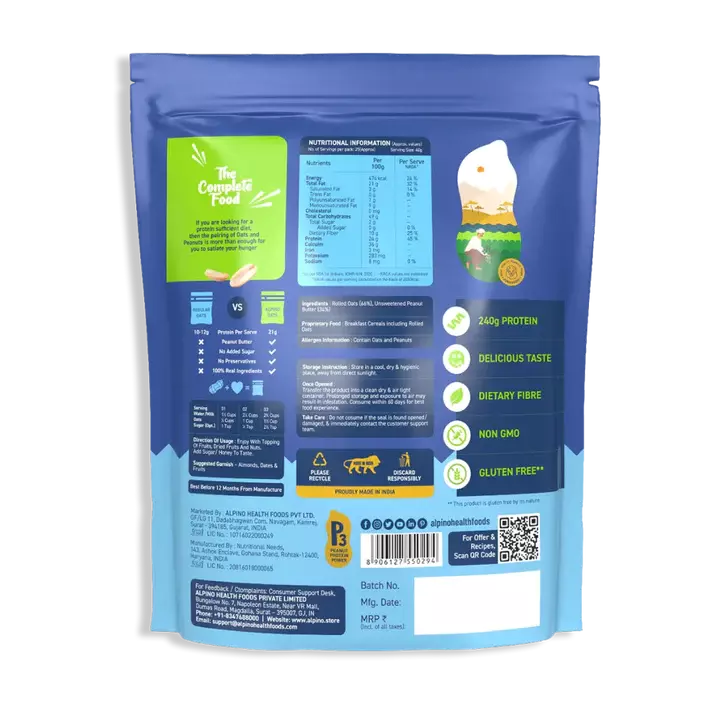 Alpino High Protein Rolled Oats Honey 1kg