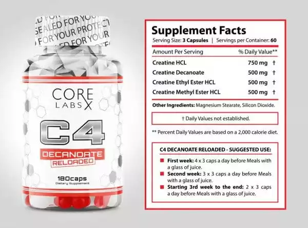 Core Labs X C4 Decanoate Reloaded 180 caps 60 servings