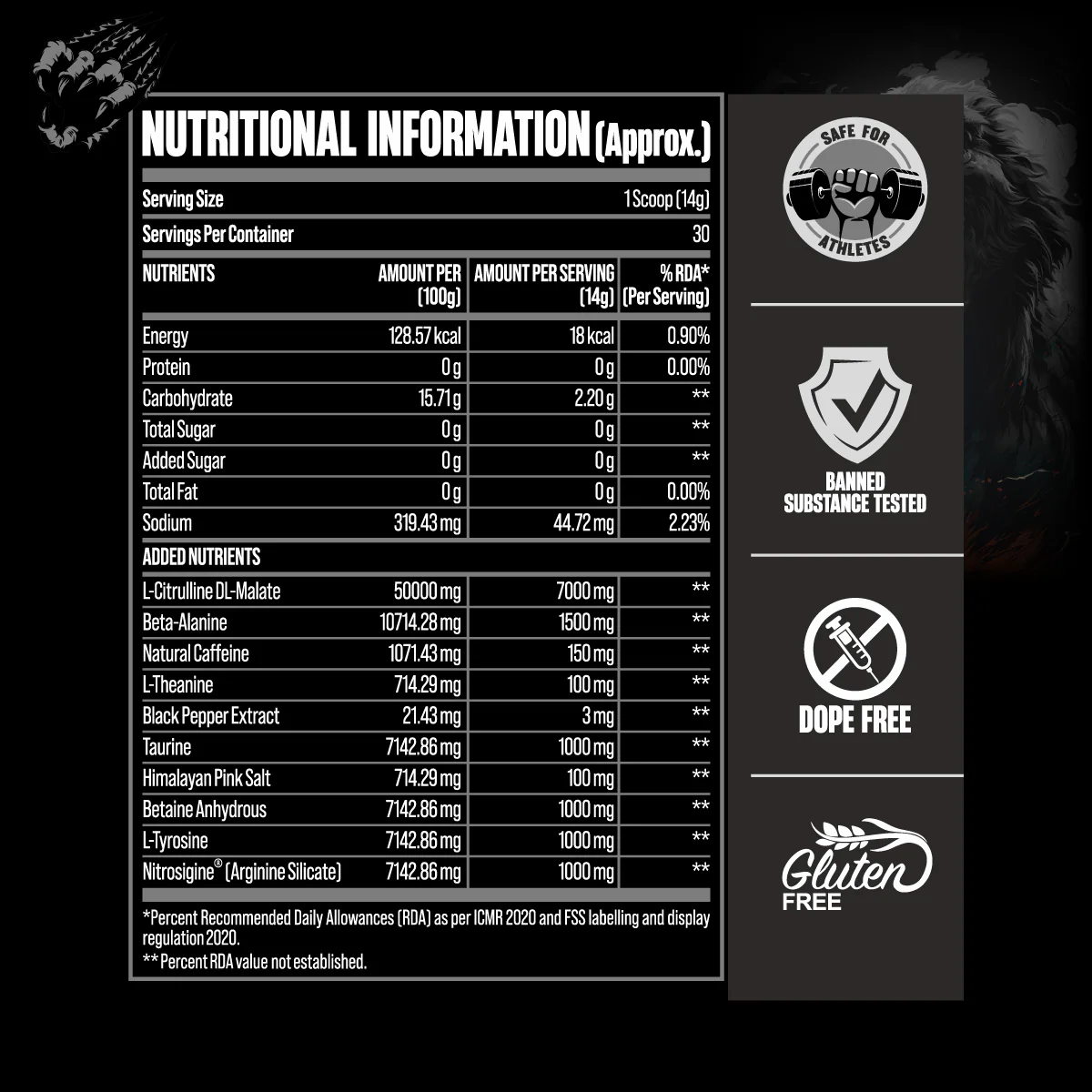 Bigmuscles Nutrition Karnage Black Pre Workout