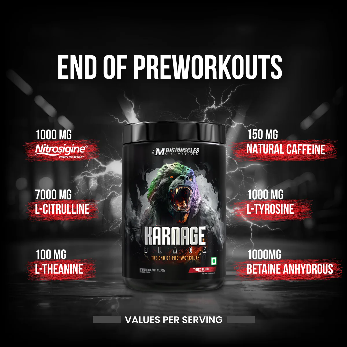 Bigmuscles Nutrition Karnage Black Pre Workout