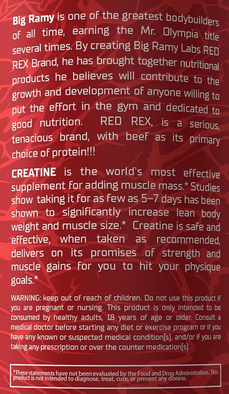 Big Ramy Labs Red Rex Creatine, Unflavored, 300 Gm