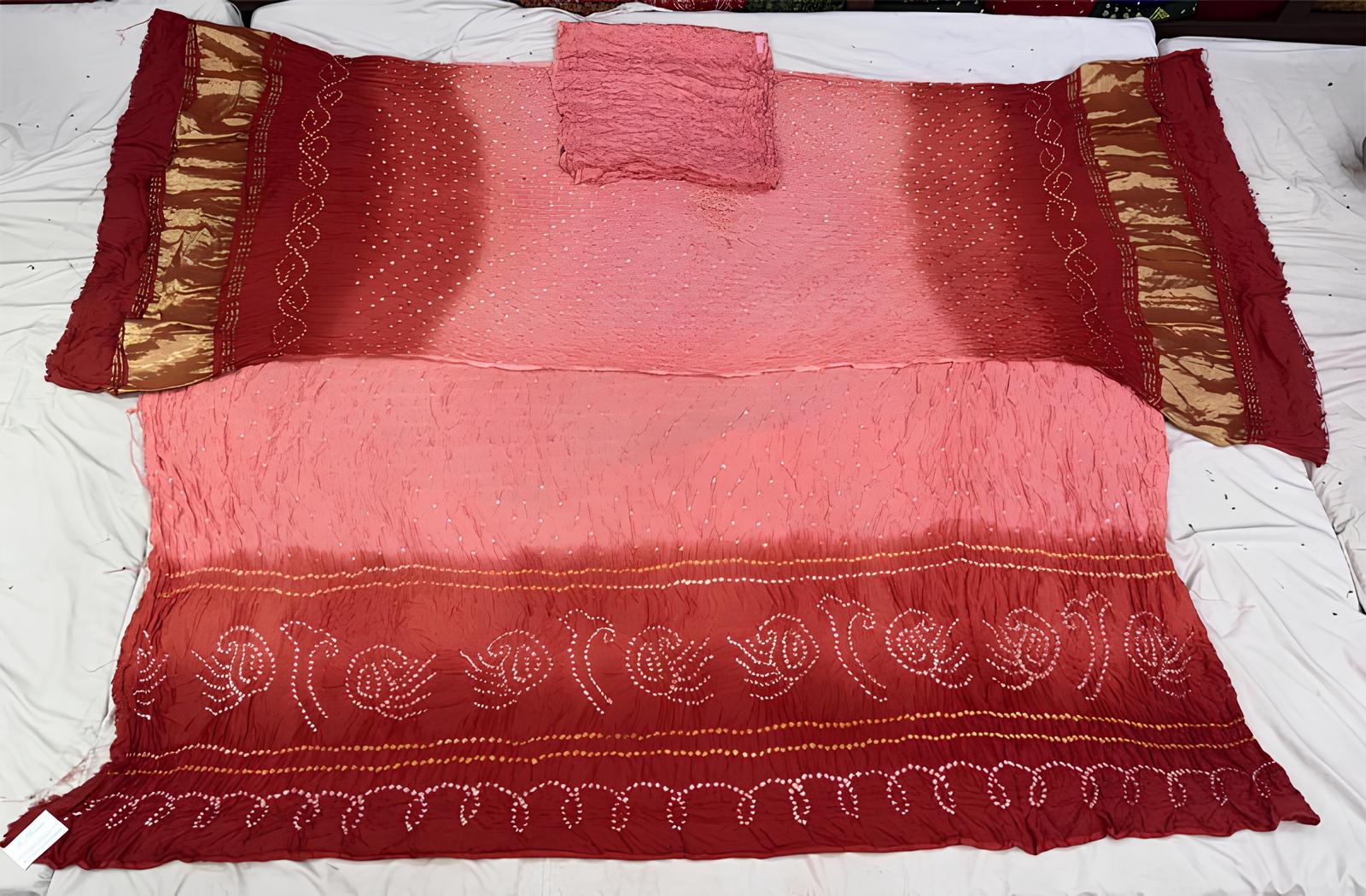 Kala Sanskruti Light Pink & Red Color Art Silk Bandhani Chaniyacholi – 3.75M – Elegant Traditional Wear Chaniyacholi for Women