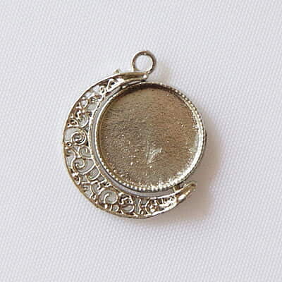 Rotating Double Side Round Pendant  Chrome Silver Small