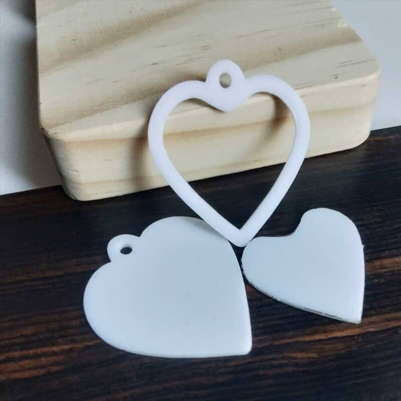 Mini Hoop Heart White Acrylic