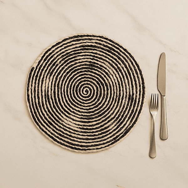 White black jute placemat