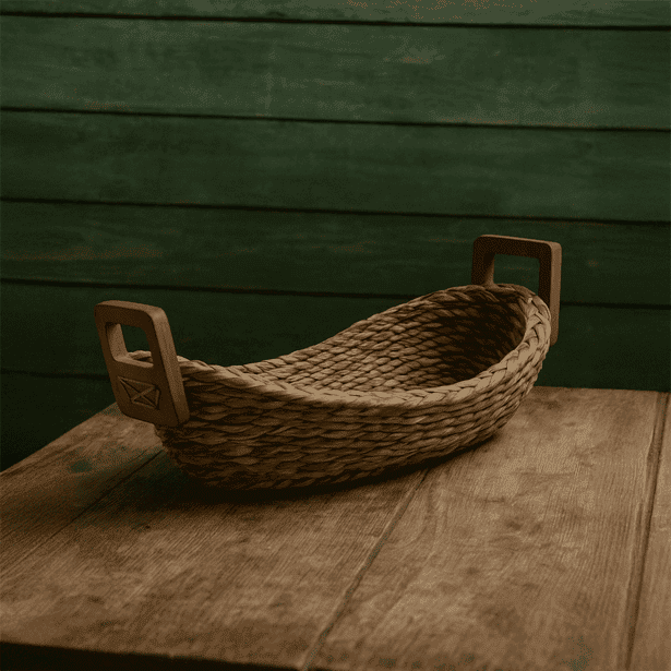 Fruit tray with wooden handle