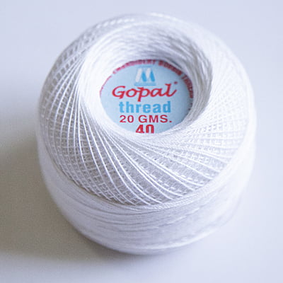 Gopal Mercer Cotton  No.40 White