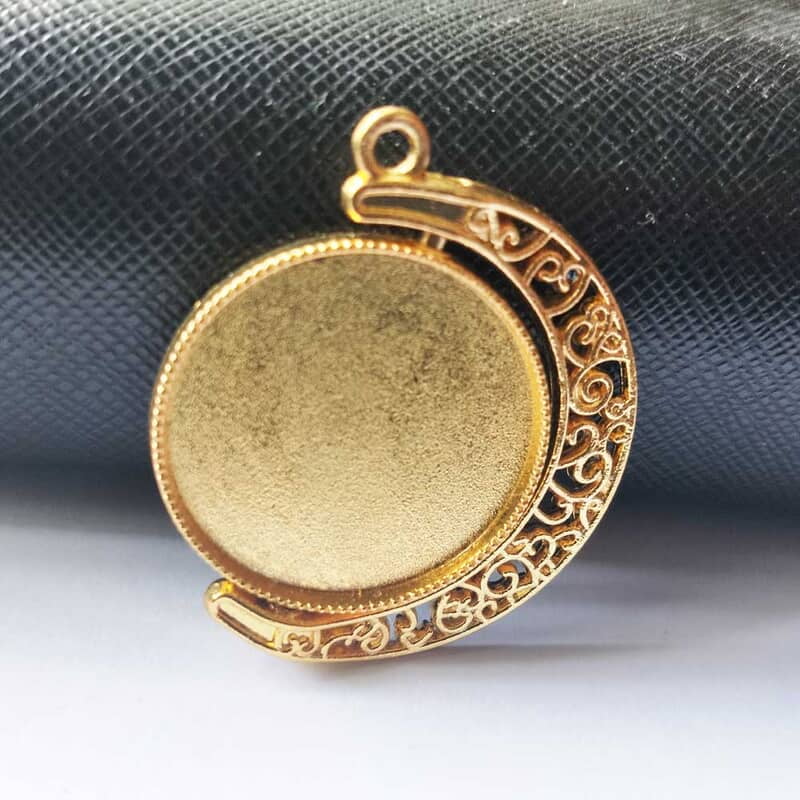 Rotating Double Side Round Pendant Rose Gold Big Rotating Double Side Round Pendant Rose Gold Big