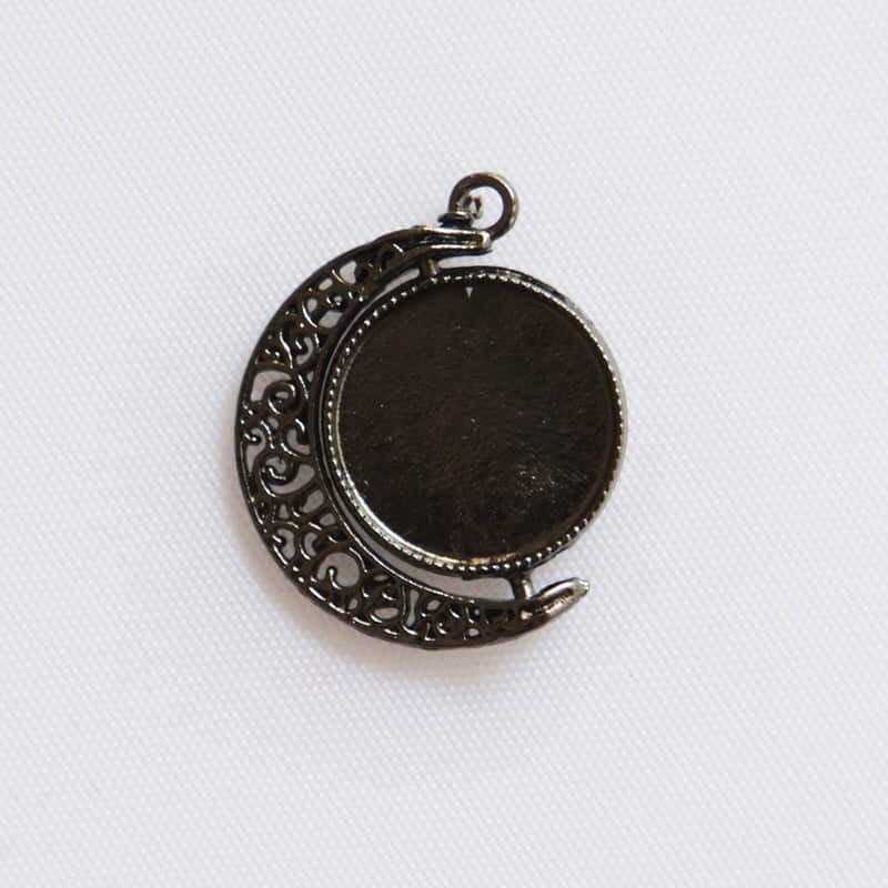 Rotating Double Side Round Pendant Black Silver Small Rotating Double Side Round Pendant Black Silver Small