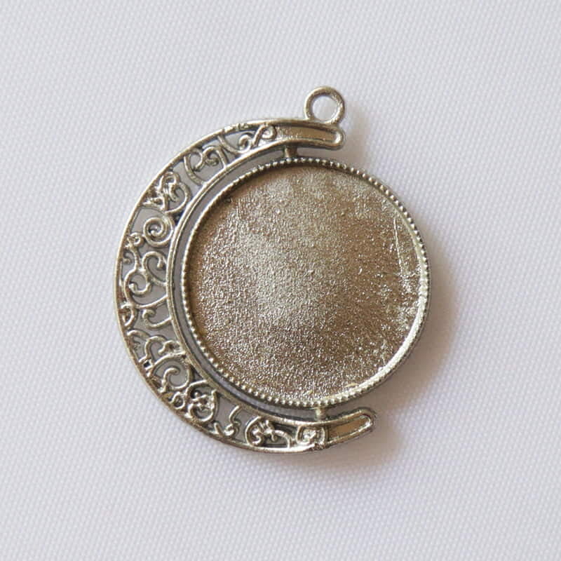 Rotating Double Side Round Pendant Chrome Silver Big Rotating Double Side Round Pendant Chrome Silver Big