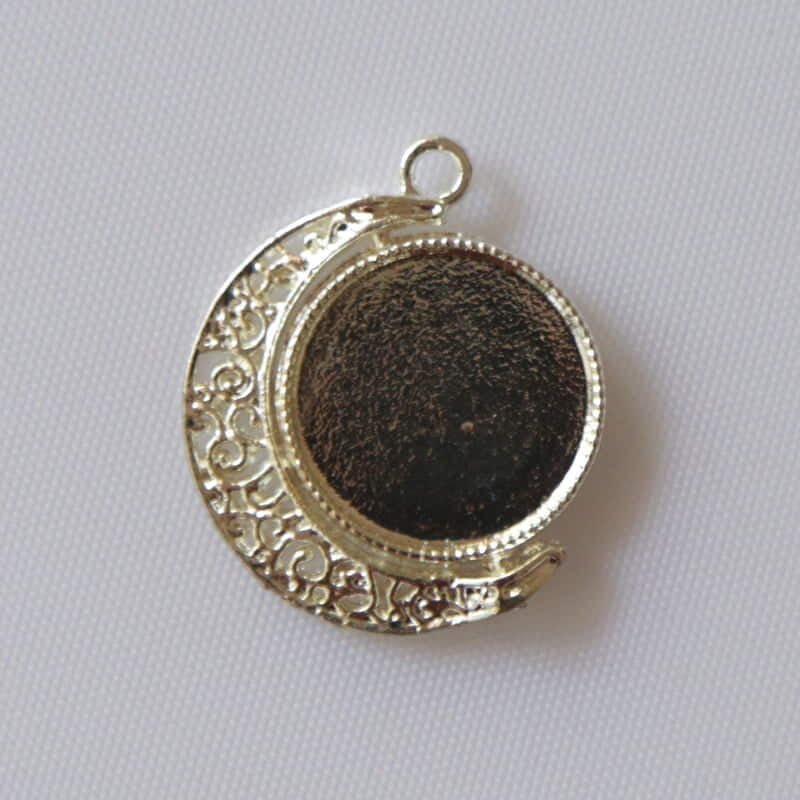 Rotating Double Side Round Pendant  Silver Big