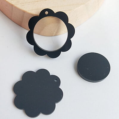 Mini Hoop Flower Black 3 cm