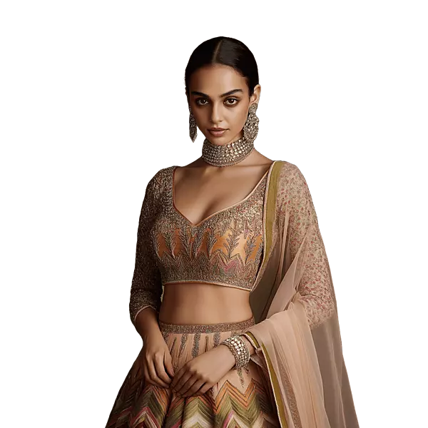 Peach Embroidered Salwar Material
