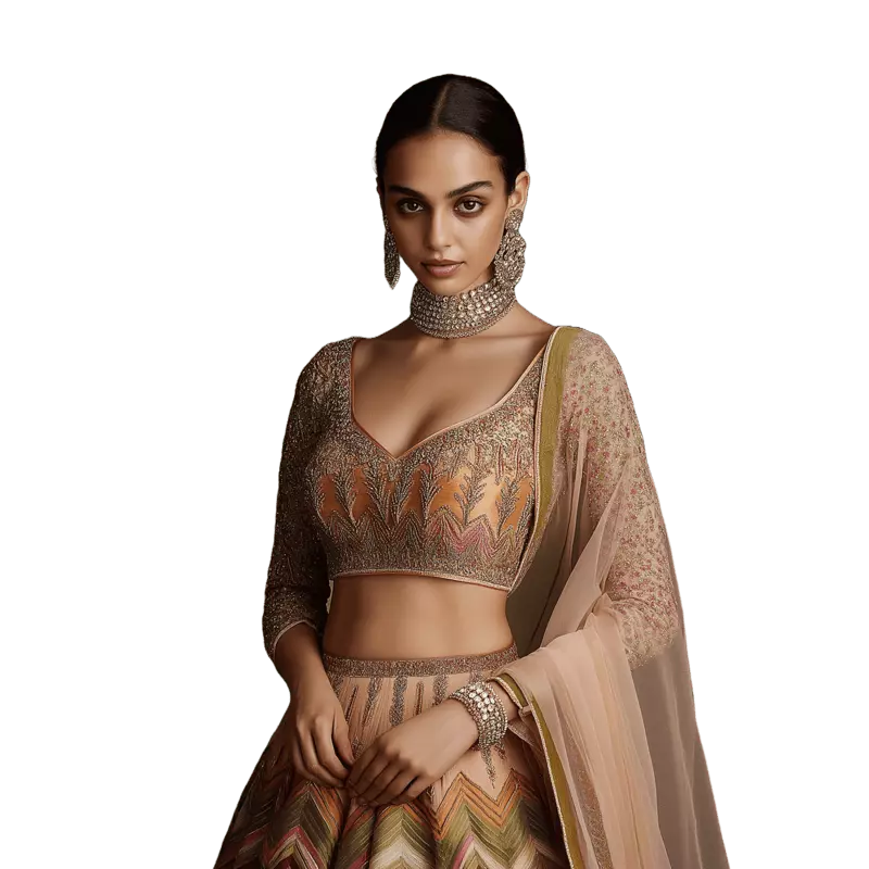 Peach Embroidered Salwar Material