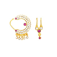 God Ornament Gold Plated Stone Nose Ring(Pullaku)