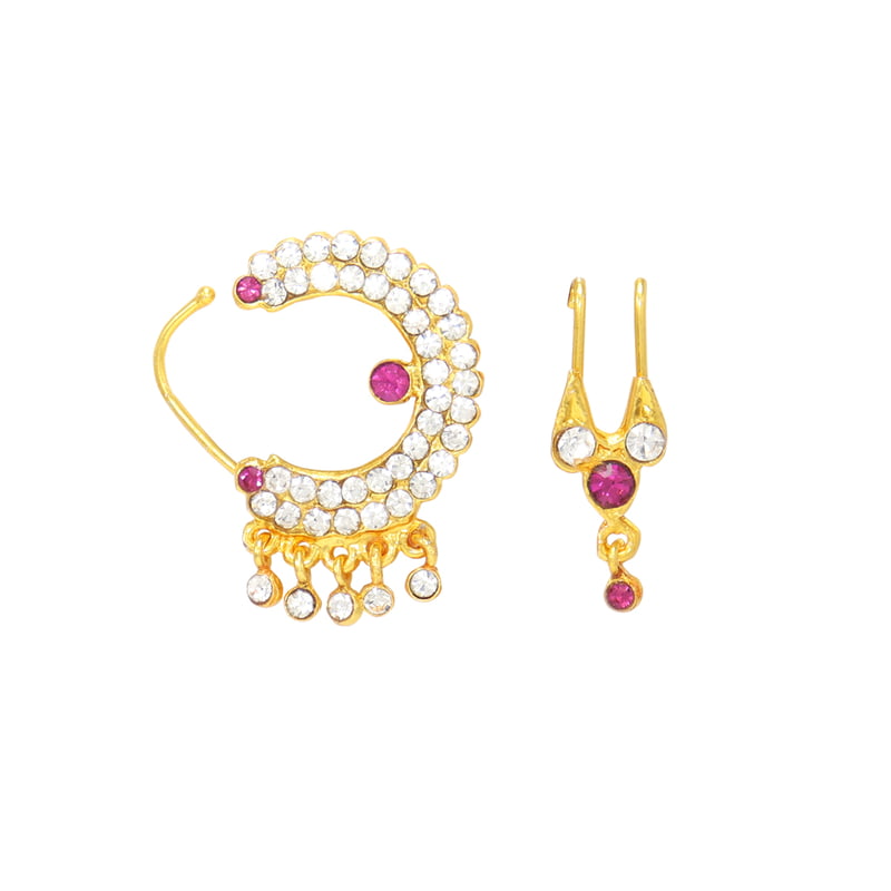 God Ornament Gold Plated Stone Nose Ring(Pullaku)