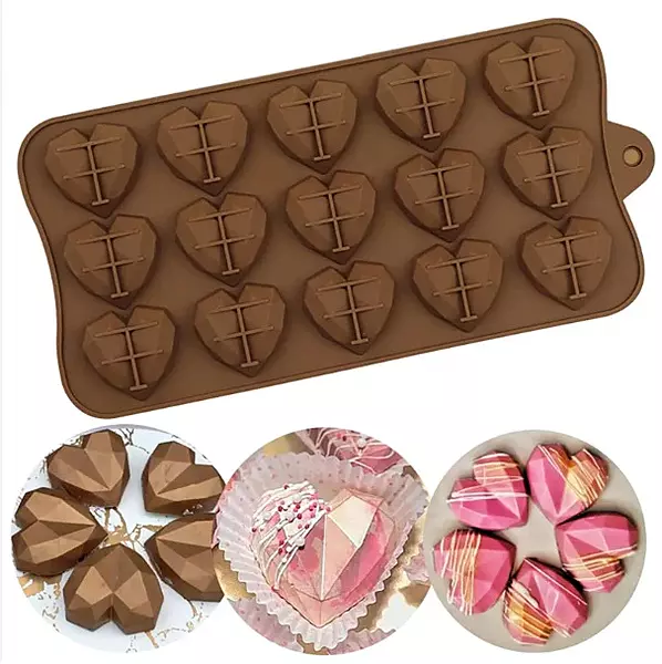 Silicon Mold Chocolate Silicon Mold 3D Heart small 15 cavity Pinata