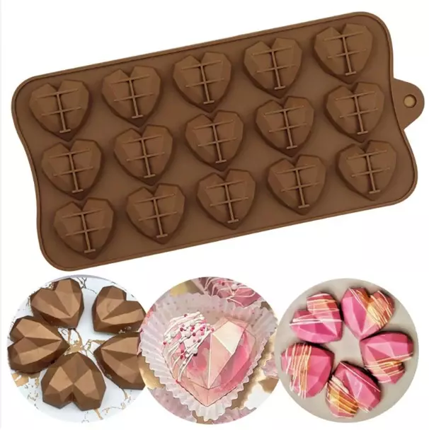 Silicon Mold Chocolate Silicon Mold 3D Heart small 15 cavity Pinata