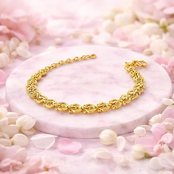 Impon Gold Plated Heart Link Bracelet for Women | Elegant Love Design Gold Finish Hand Chain | Stylish Daily Wear Jewelry