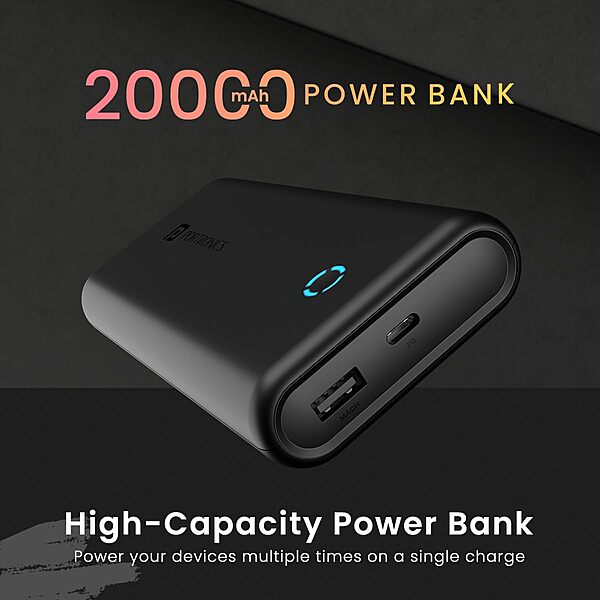 PowerPod 20K – 20000mAh, 22.5W Fast Charging | Portronics, compact design, dual USB output, LED indicator, perfect for travel, compatible with smartphones, tablets, and more. Stay powered!