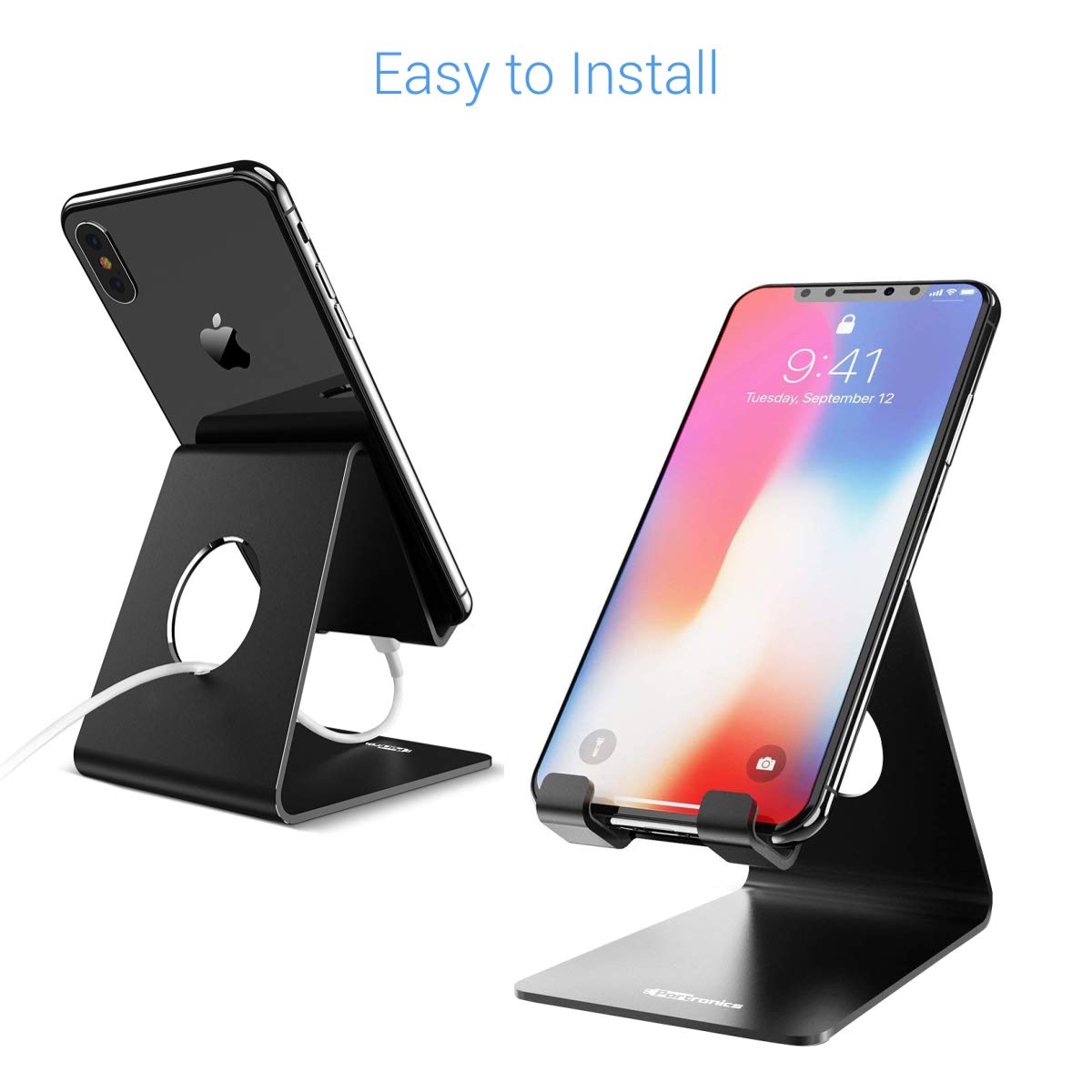 Portronics MODESK Universal Mobile Holder Stand – Metal Body | Lightweight | Black