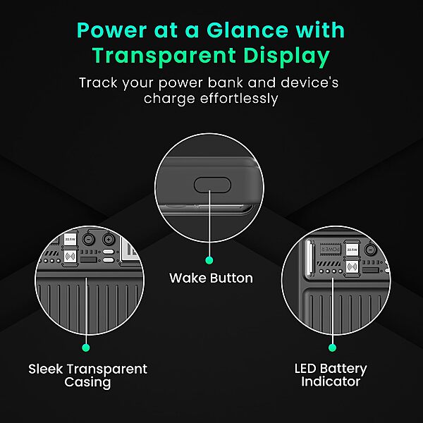 Portronics Luxcell Mini 10K – 15W Magnetic Wireless Power Bank offers fast charging with a sleek design. Compact and portable, it ensures your devices stay powered on the go. Perfect for travel!
