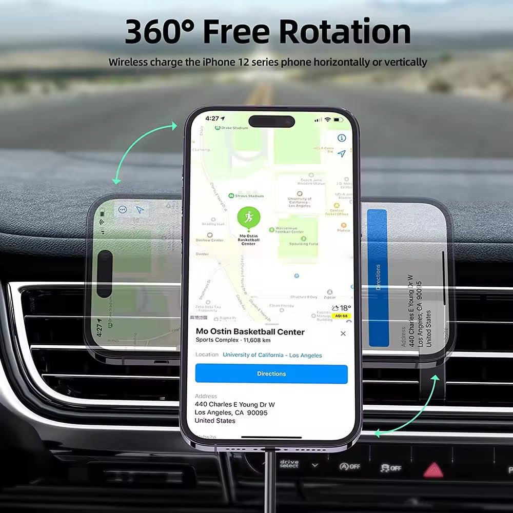 Just Corseca SWIFTCHARGE Magnetic Wireless Car Charger – 15W Fast Charging | MagSafe Compatible