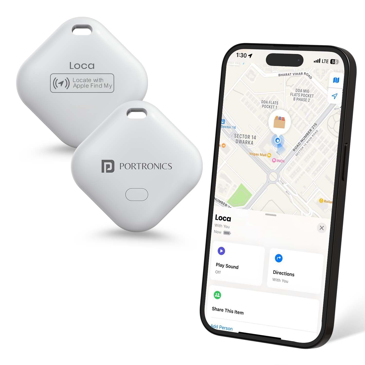 Portronics Loca iOS Item Finder – MFi Certified | Buzzer & Left-Behind Alerts