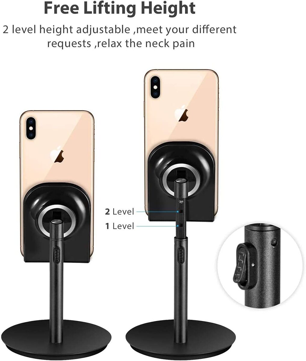 HAMMOK CHARGE Mobile & Tablet Stand – B/W: Sleek design, adjustable height, and sturdy build. Perfect for hands-free viewing and charging. Compatible with all devices. Ideal for home or office use.