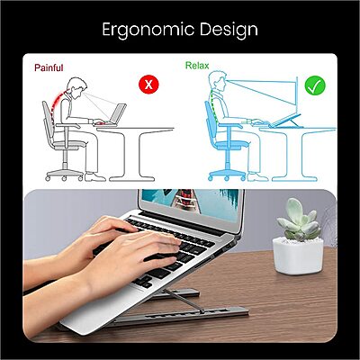 Portronics My Buddy K2 Laptop Stand (POR 1202) – Portable Metal Stand | Foldable | Silver