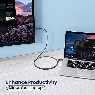 Portronics Konnect Vision C – Type-C to HDMI Adapter | 4K, 30Hz | 1.5M Nylon Braided | Black