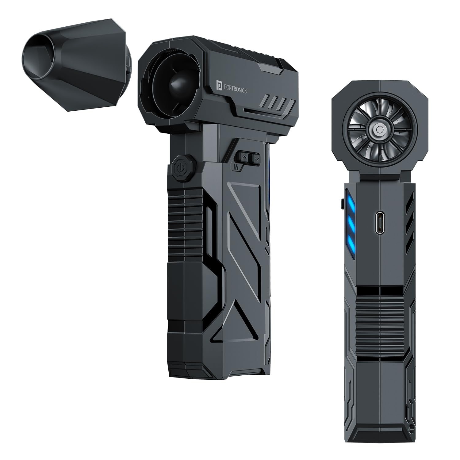 Portronics Tornado Air Duster – 130000 RPM, Black. Eco-friendly, powerful air duster for electronics, keyboards. Rechargeable, lightweight, easy to use.