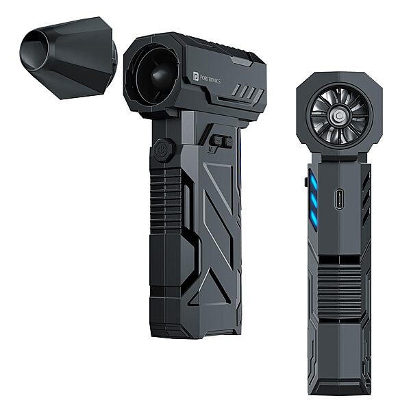 Portronics Tornado Air Blower – Portable Air Duster Blower | Rechargeable | 130,000 RPM | Black