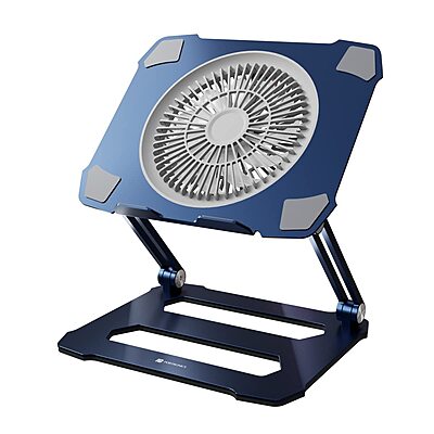 Portronics My Buddy K10 Laptop Stand – Metal Build | Foldable & Extendable | Cooling Fan | Grey