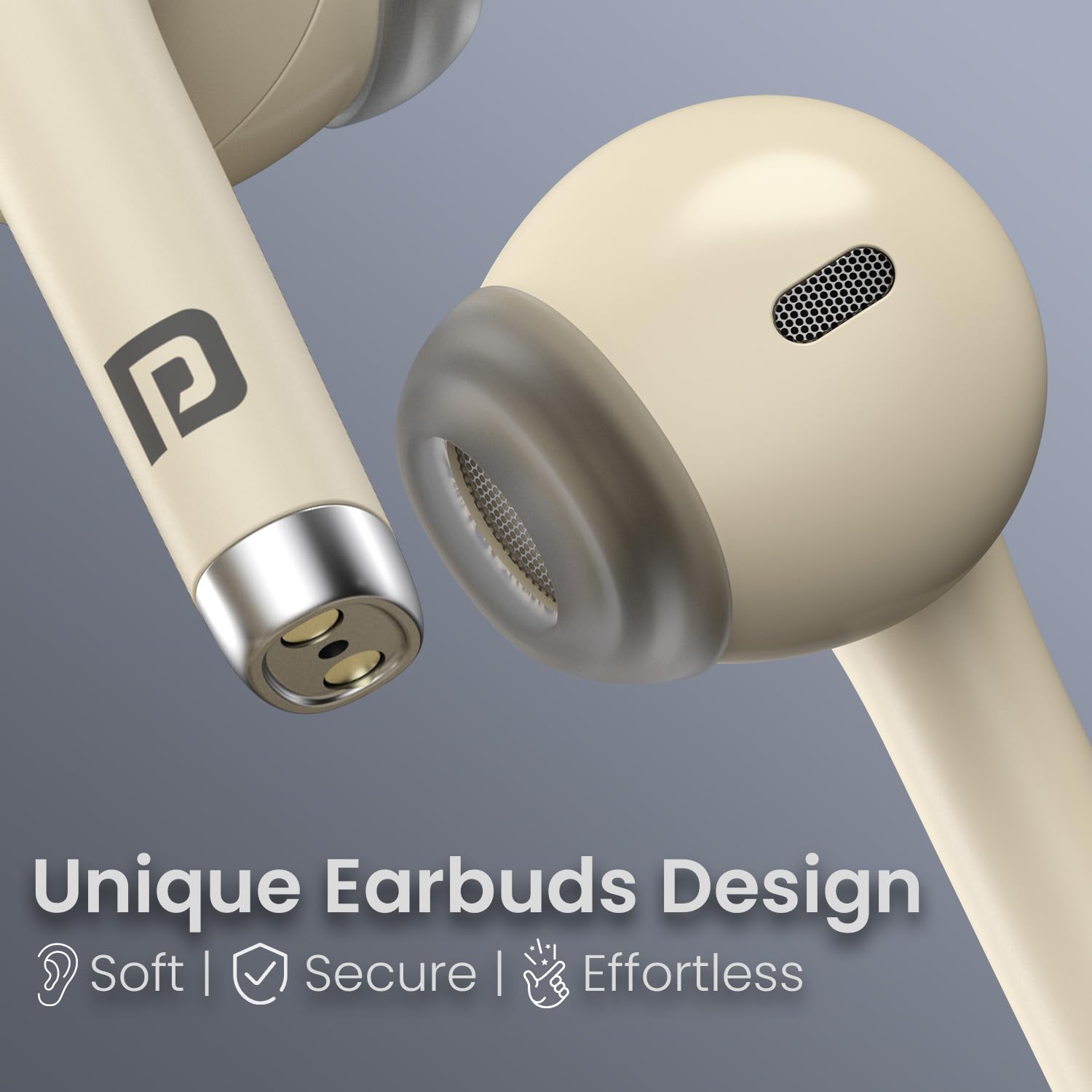 Portronics Twins S19 – TWS Earbuds, 30H Playtime, Beige. Enjoy seamless connectivity, superior sound quality, and a stylish design. Perfect for music lovers and on-the-go lifestyles.