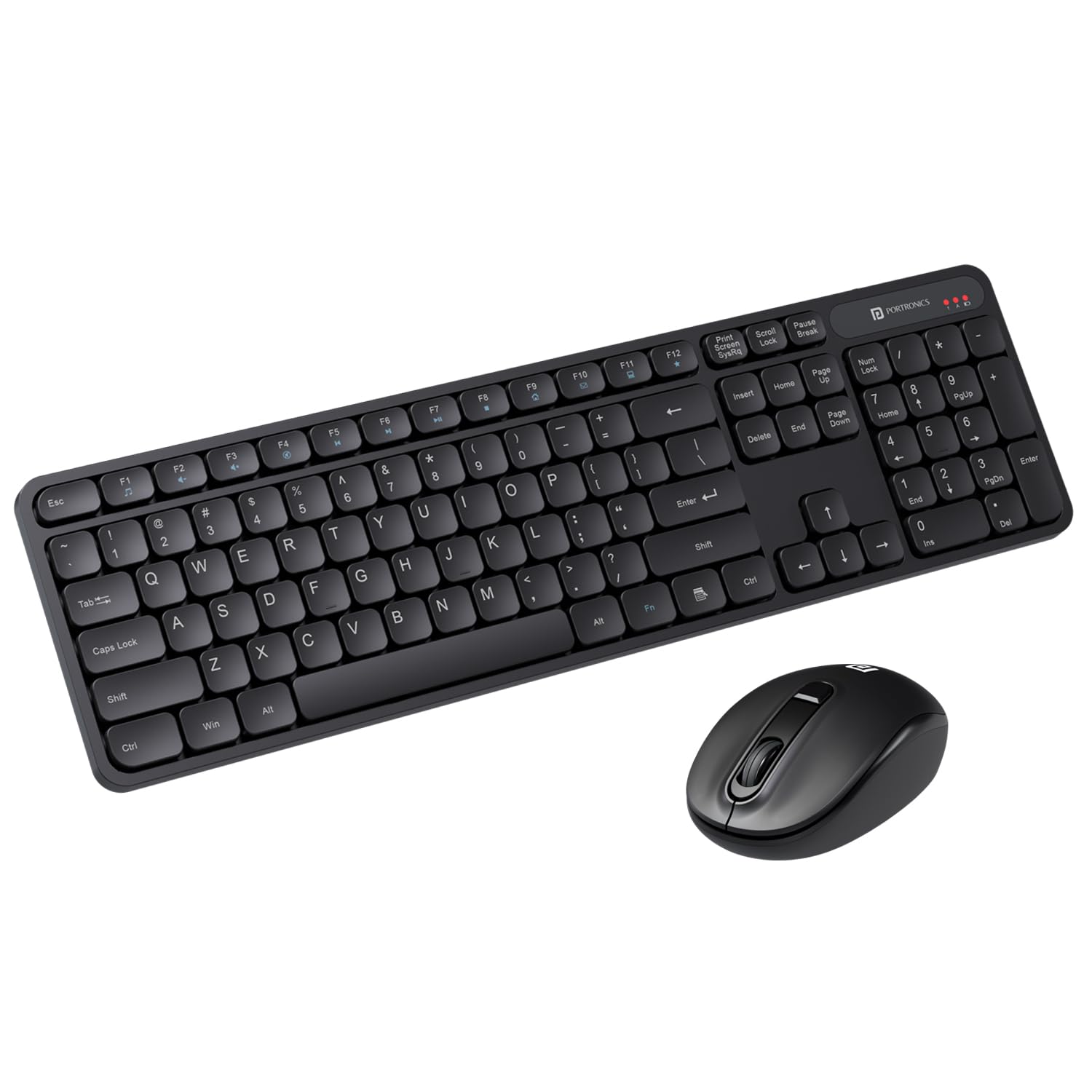 Portronics Key8 Wireless Keyboard & Mouse Combo – 2.4GHz USB Receiver | 104 Keys with Large Keycaps | Adjustable Mouse Sensitivity | 12 Multimedia Hotkeys | Black