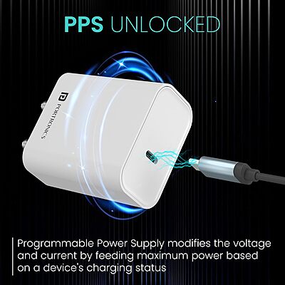 Portronics Adapto 25 25W Type-C PD Wall Charger Super Fast Charging with PPS Protection