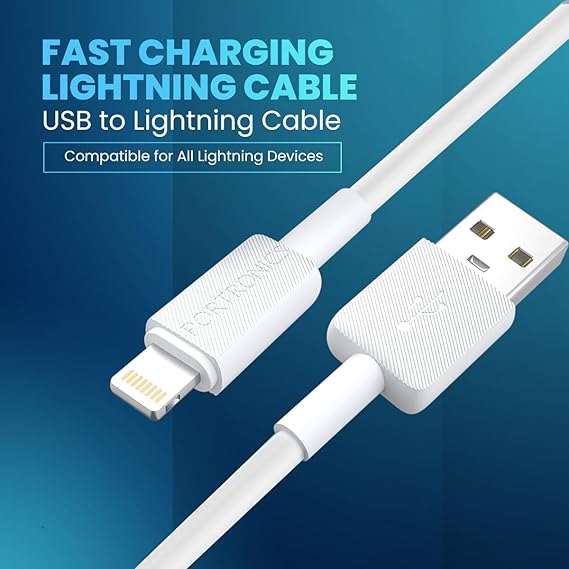 Portronics Konnect Link USB to 8PIN Fast Charging Cable with iOS Compatibility, 3.0A Output, 480Mbps Data Transfer, 1M Length(White) Portronics Konnect Link USB to 8PIN Fast Charging Cable with iOS Compatibility, 3.0A Output, 480Mbps Data Transfer, 1M Length(White)